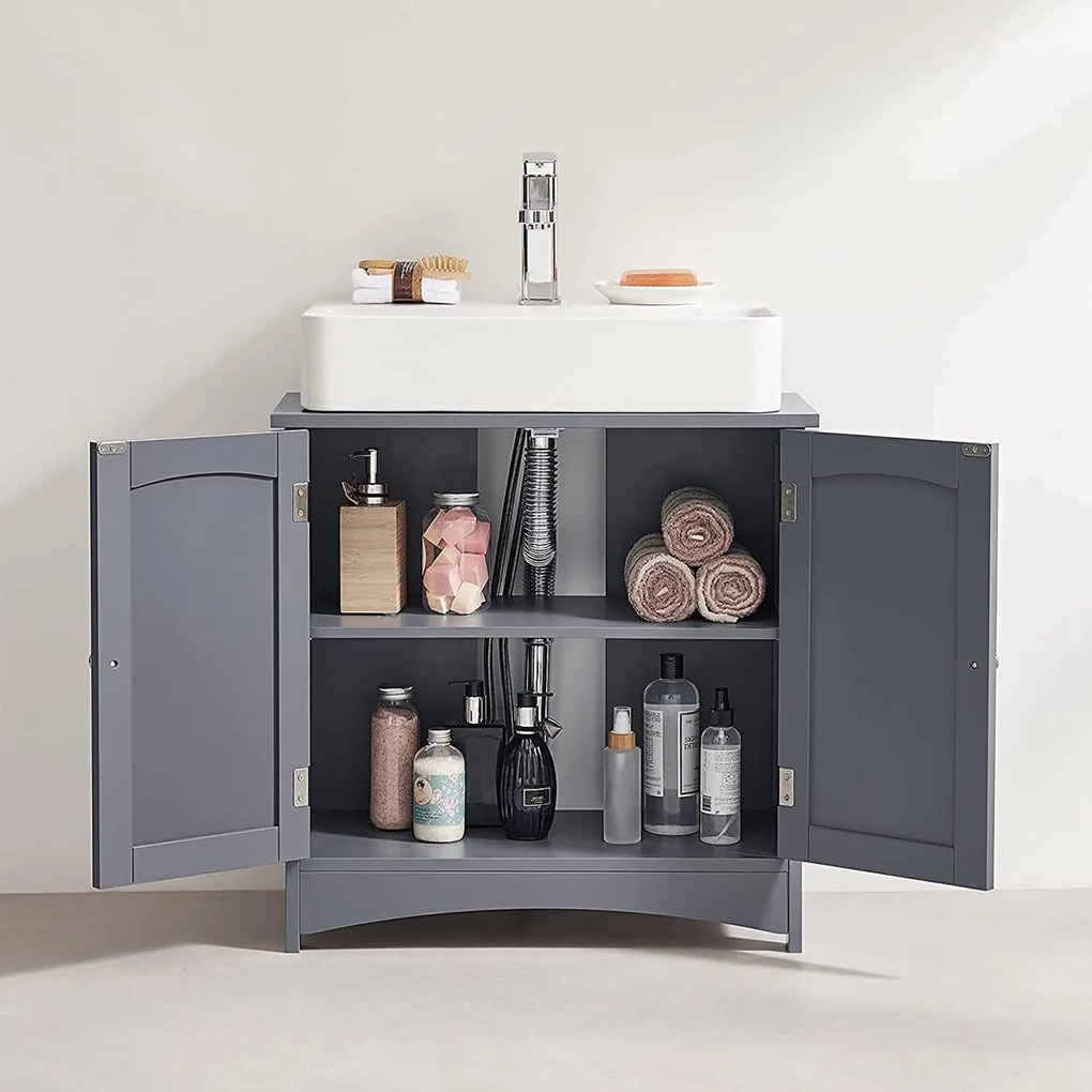 Kúpeľňová skrinka pod umývadlo, výška 60 cm, šedá