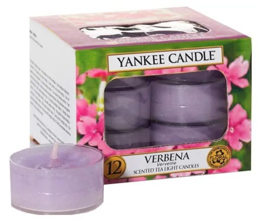 Sada 12 vonných sviečok Yankee Candle Verbena, doba horenia 4 - 6 hodín