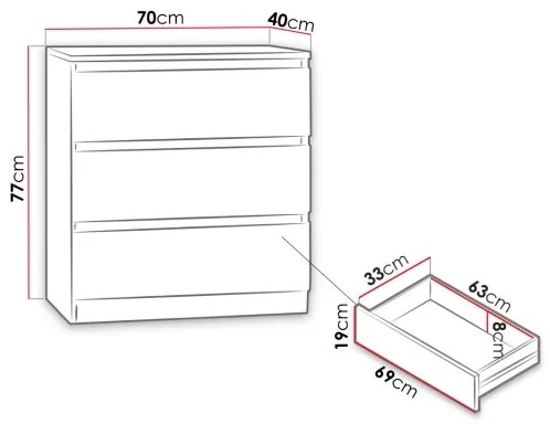 Komoda MALWA 77x70 cm čierna