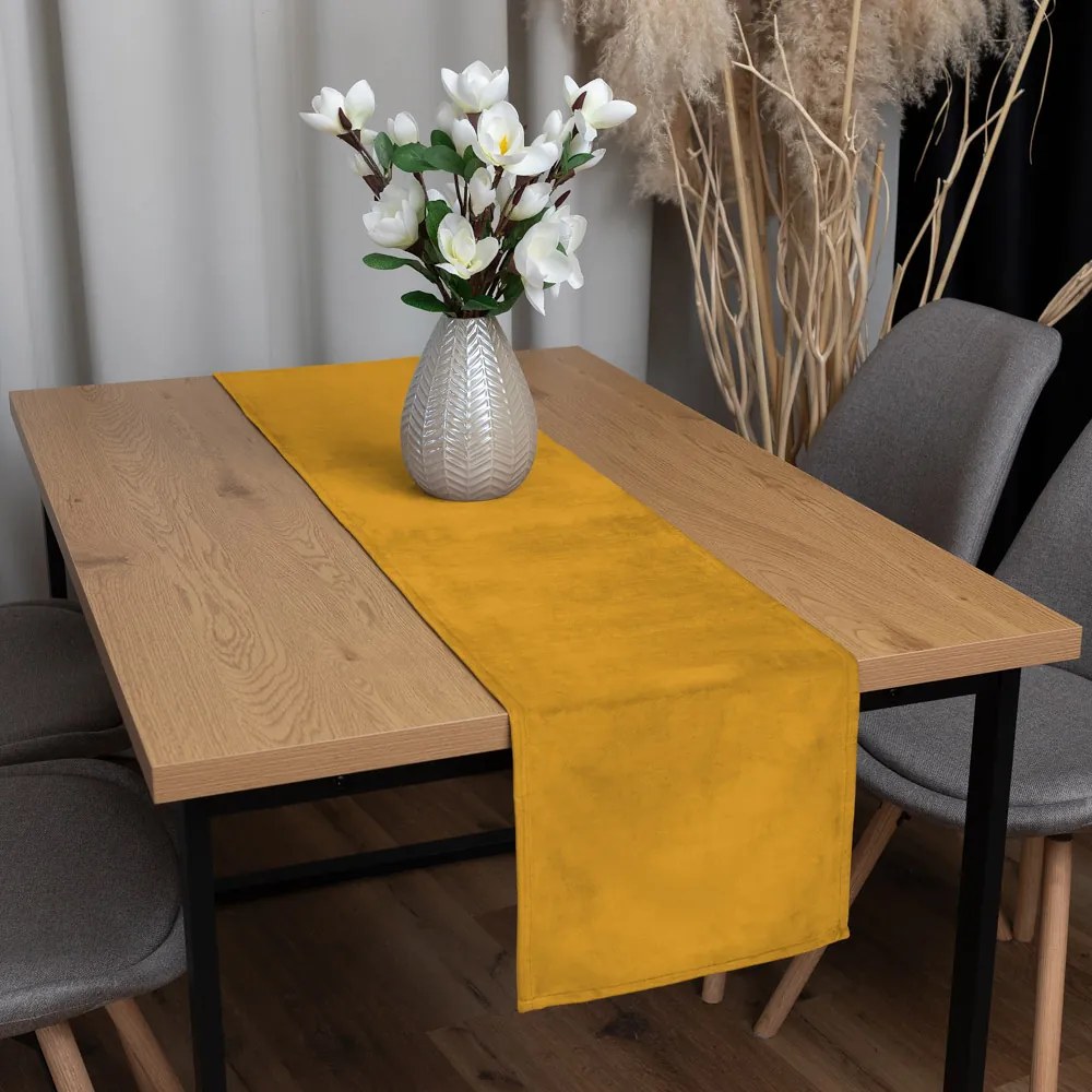 Biante Zamatový behúň na stôl Velvet Prémium SVP-037 Zlatisto oranžový 45x140 cm
