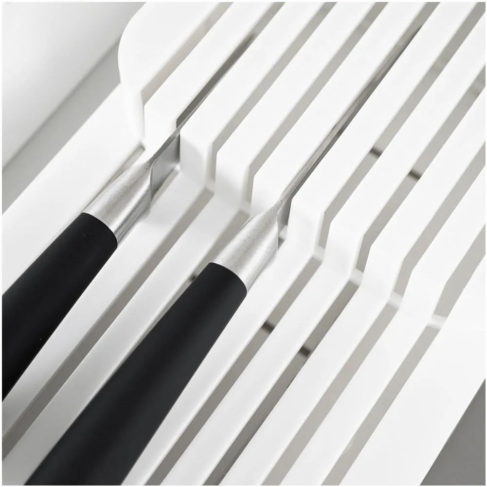 VILDE Organizér na nože, až na 18 nožov, plastový biely - 39 x 14,5 x 7,5 cm