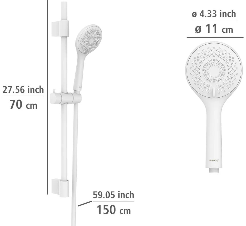 Biela sprchová súprava z nehrdzavejúcej ocele 70 cm Watersaving – Wenko