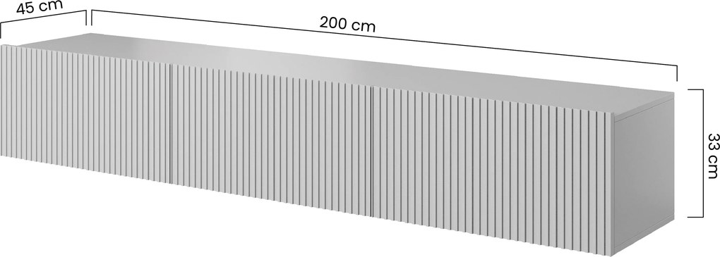 Závesná TV skrinka so zásuvkou Nicole 200 cm - biely mat