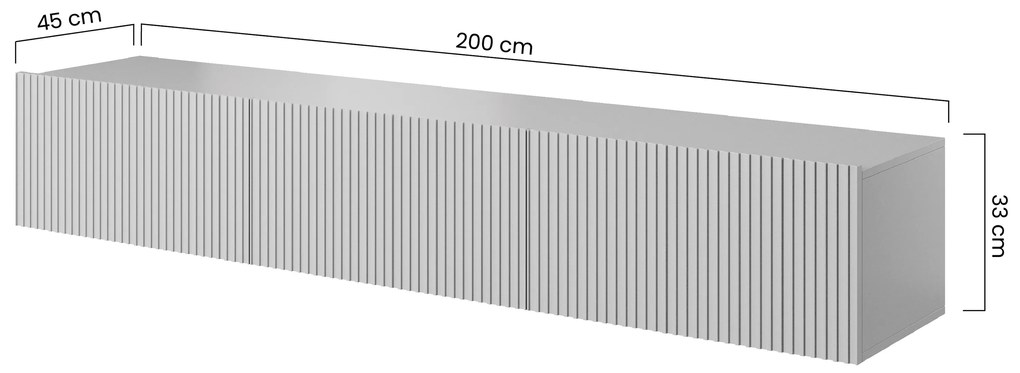 Závesný TV stolík Nicole 200 cm so zásuvkou - biely mat
