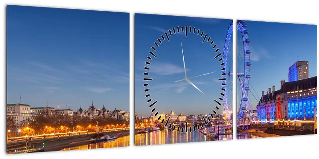 Obraz London Eye (s hodinami) (90x30 cm)