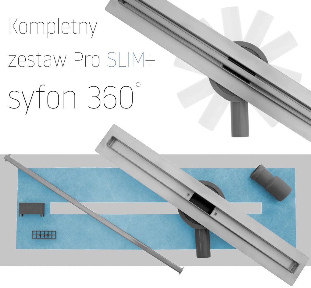 Rea Neo Slim Pro, lineárny odtokový žľab s 360stupňovým sifónom 70cm, nerez, REA-G8401