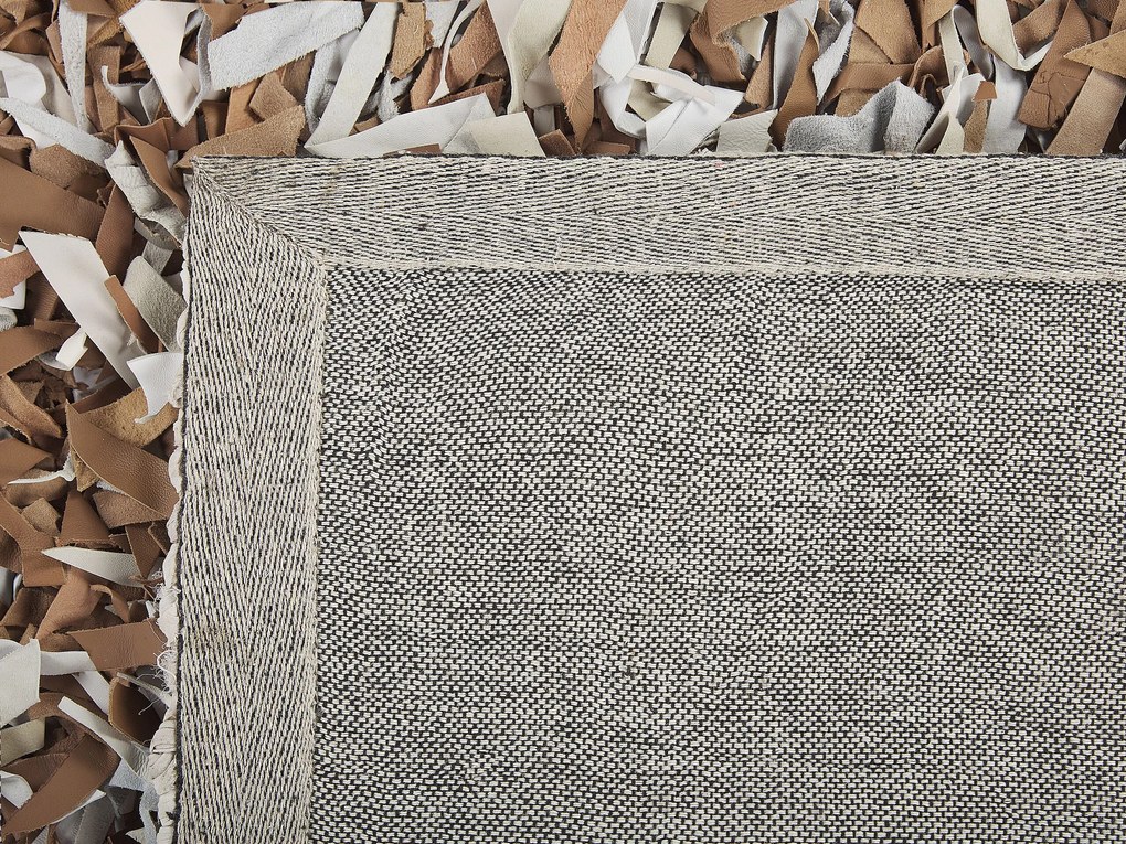 Kožený koberec 160 x 230 cm hnedá/sivá MUT Beliani