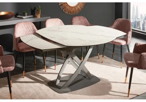 Rozkladací jedálenský stôl 41450 130/190 x 100cm Marble Look White Ceramik  - Komfort-nábytok