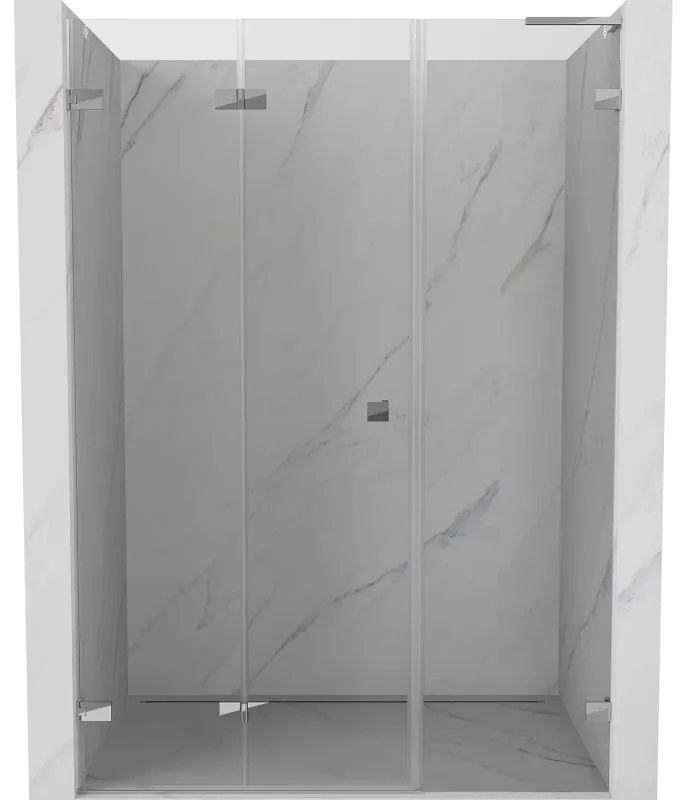 Mexen Lunar-F, L skladacie ľavé sprchové dvere 125 cm, číre sklo, chrómový profil, 836SL-125-050-01-00-L