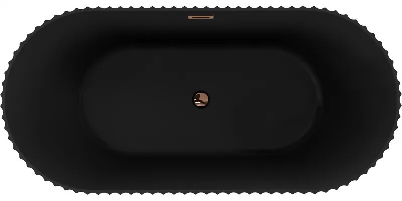 Mexen Paola, voľne stojaca vaňa, drážkovaná, 170 x 80 cm, čierna matná, ružové zlato, 52721708071-60