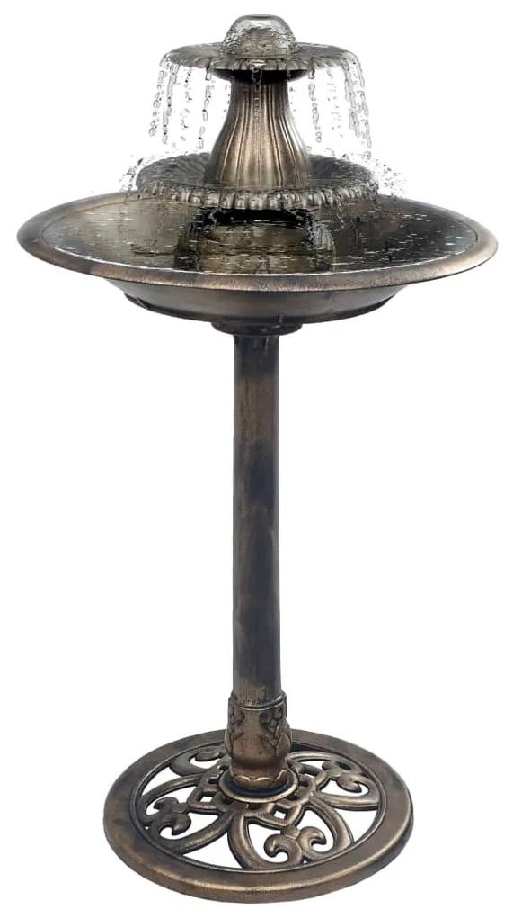 vidaXL Vtáčí kúpeľ s fontánou bronzový 50x91 cm plastový