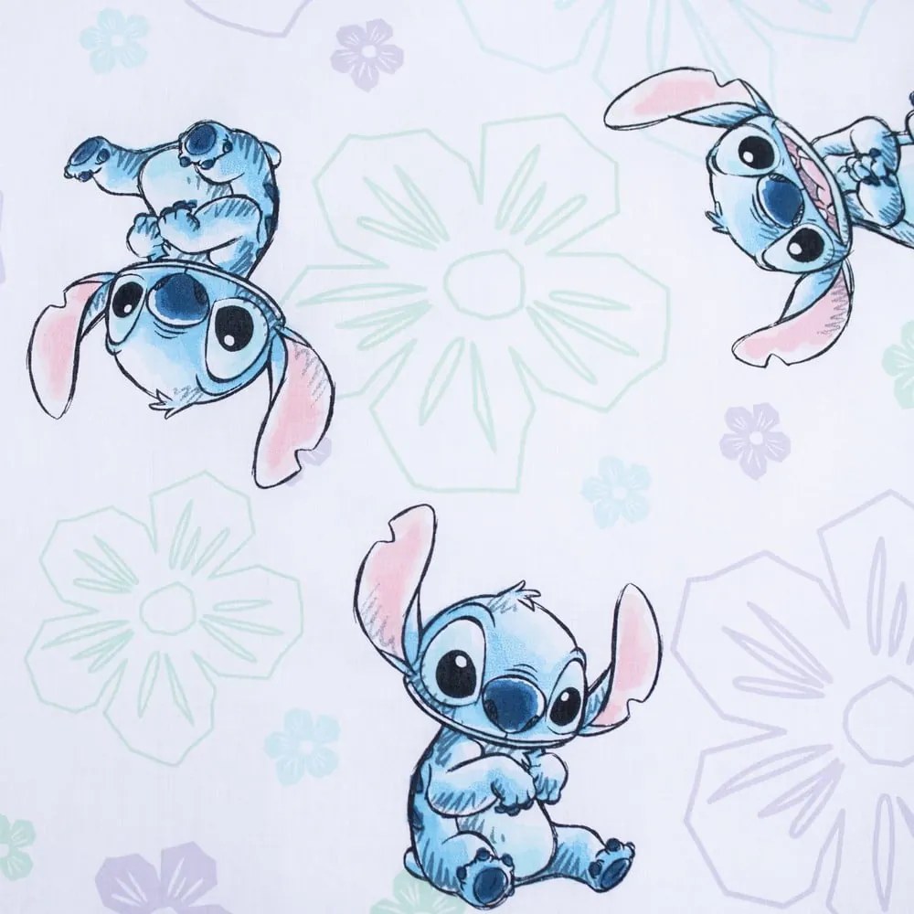 Biele bavlnené detské obliečky na jednolôžko 140x200 cm Lilo and Stitch "Ohana White" – Jerry Fabrics