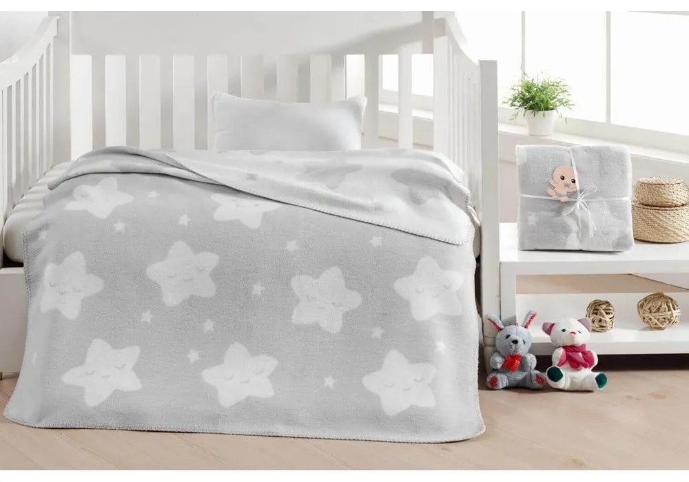 Svetlosivá fleecová detská deka 100x120 cm Star – Mijolnir