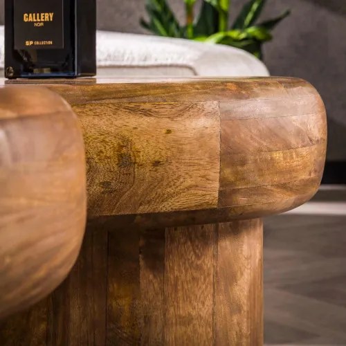 Konferenčný stôl 27-34 Sleek Ø68cm 2-set Drevo Mango - Komfort-nábytok
