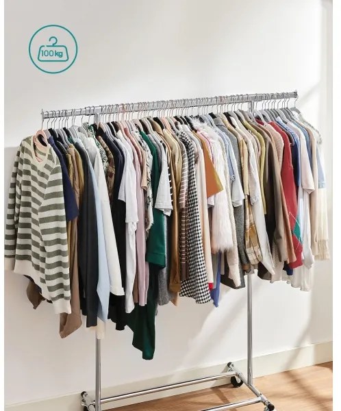 Mobilný stojanový vešiak LINEA strieborný