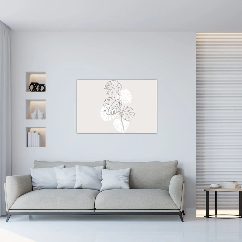 Obraz - Line art monstera N⁰3 (90x60 cm)