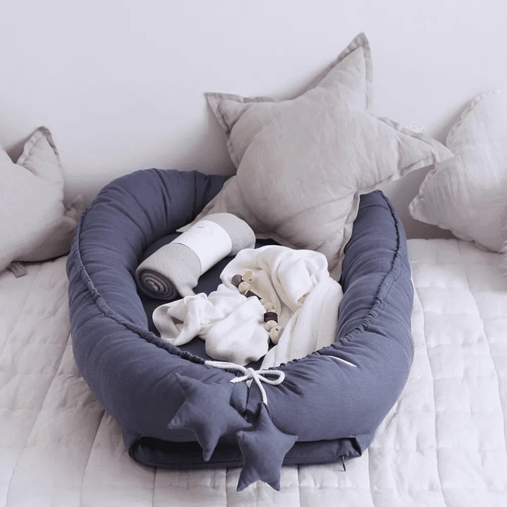 Ľanový vankúš hviezda svetlo šedá 50 cm