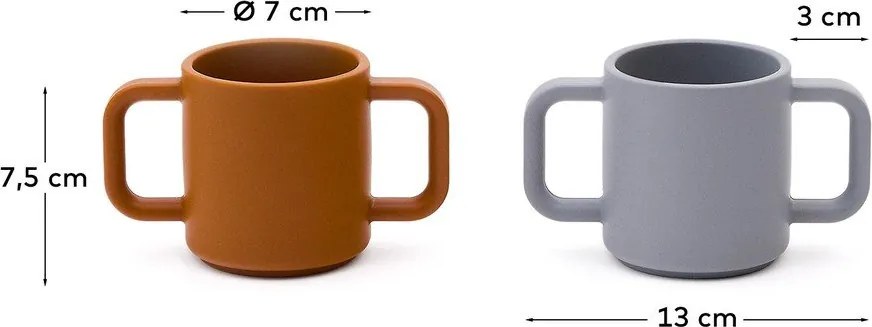 Modré/oranžové silikónové detské hrnčeky v súprave 2 ks Lili – Kave Home