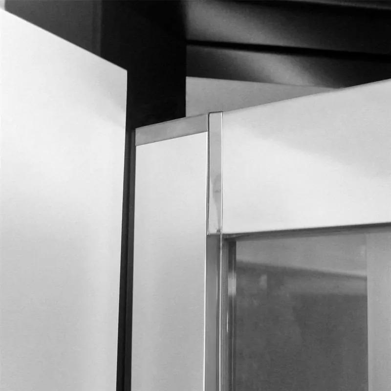 Mereo, Sprchový set: zasúvacie trojdielne sprchové dvere 90x190, 6mm Point sklo, chrómový profil a sprchovací žľab k stene vr. roštu, MER-CK80622KZ