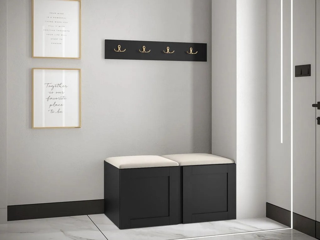 Predsieňová zostava Terospito VI, Farby: čierna, Farba čalúnenia:: ekokoža Soft 011 (čierna)