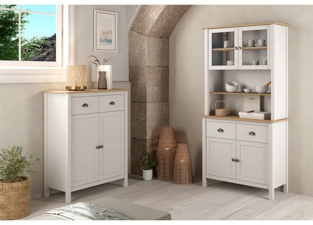 Biela vitrína z borovicového dreva 90x180,5 cm Misti – Marckeric