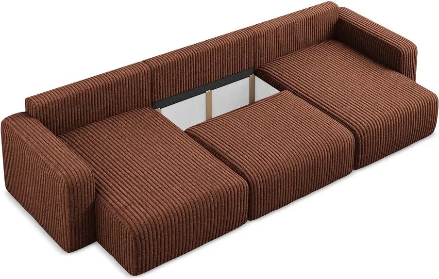 Menčestrová rozkladacia/s úložným priestorom rohová pohovka v terakotovej farbe (do tvaru "U") Kona – Makamii