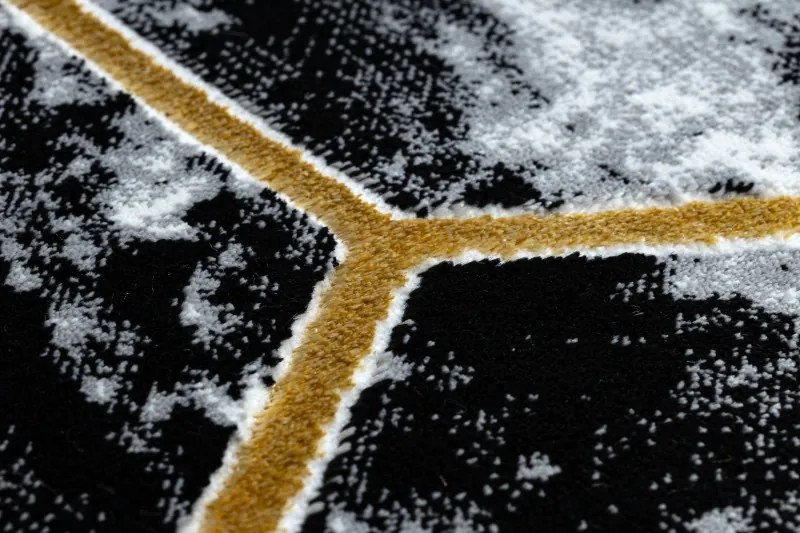 Dywany Łuszczów, Kusový koberec Gloss 409A 82 3D cubes black/gold/grey, 240x330, čiernobiela, kancelária
