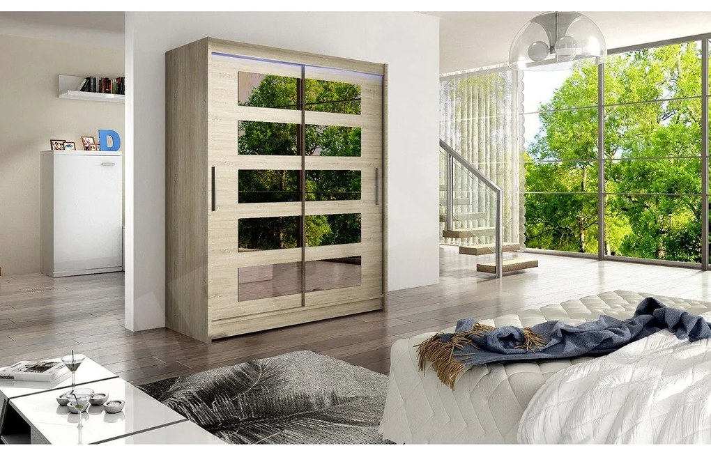 Skriňa Presto V, Farby: biela, Osvetlenie: osvetlenie LED RGB - farebné