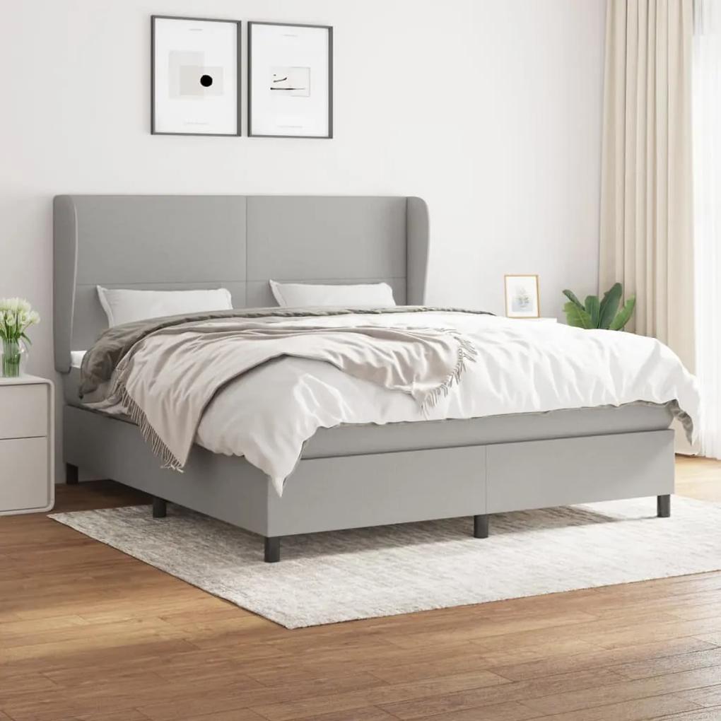 Boxspring posteľ s matracom bledosivá 180x200 cm látka 3127821