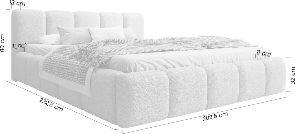 Čalúnená posteľ Tesia 180x200 s úložným priestorom - béžová bukla Quelle 03