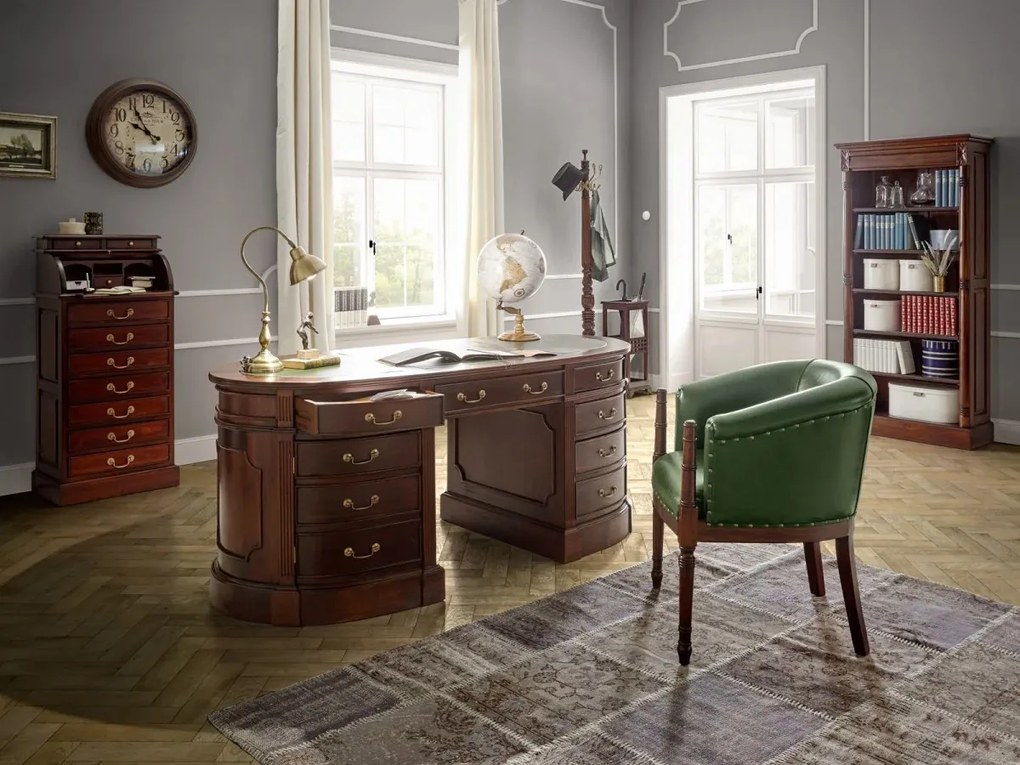 furniture-nabytek.cz - Masivní knihovna Cambridge II z mahagonu, lakovaná, hnědá – 85×36×180 cm