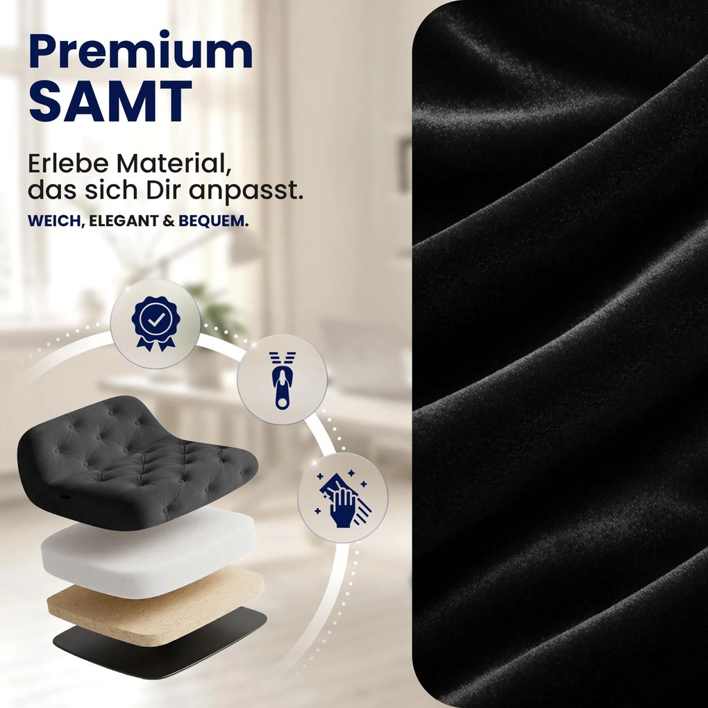 Pracovná stolička London zamat - čierna