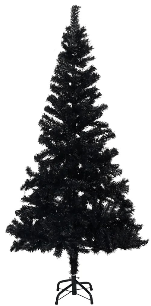 vidaXL Umelý vianočný stromček s podstavcom, čierny 210 cm, PVC