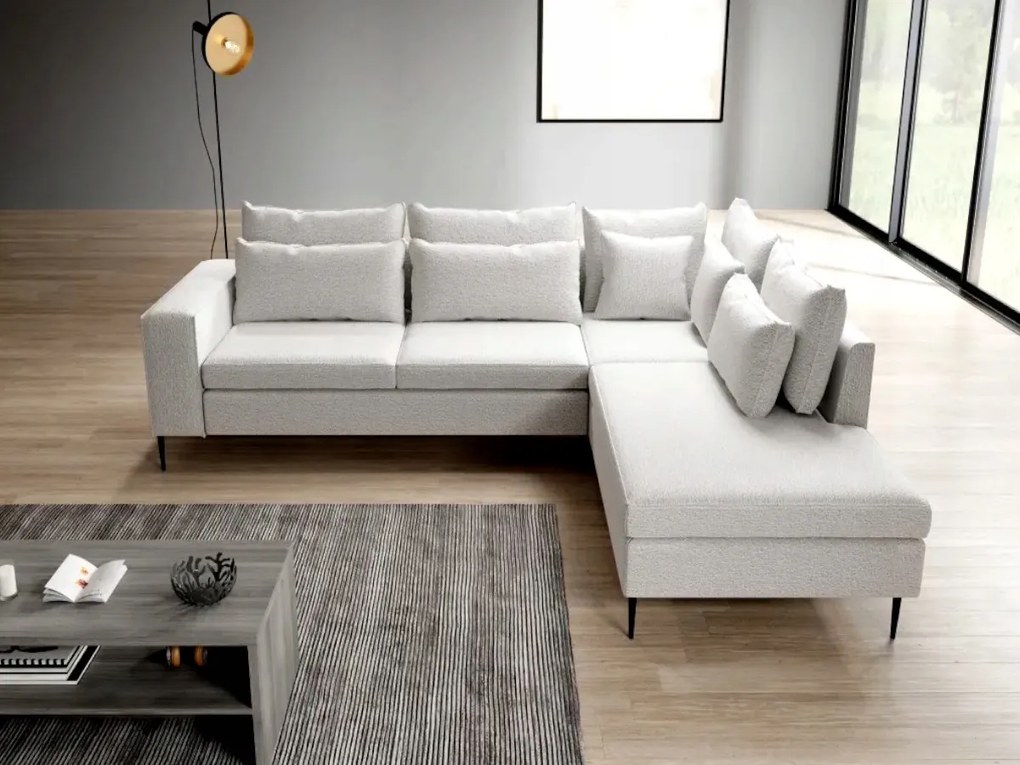 Rohová sedačka na vysokých nohách 270x220 11 vankúšov Hr pena Madera O-sofa