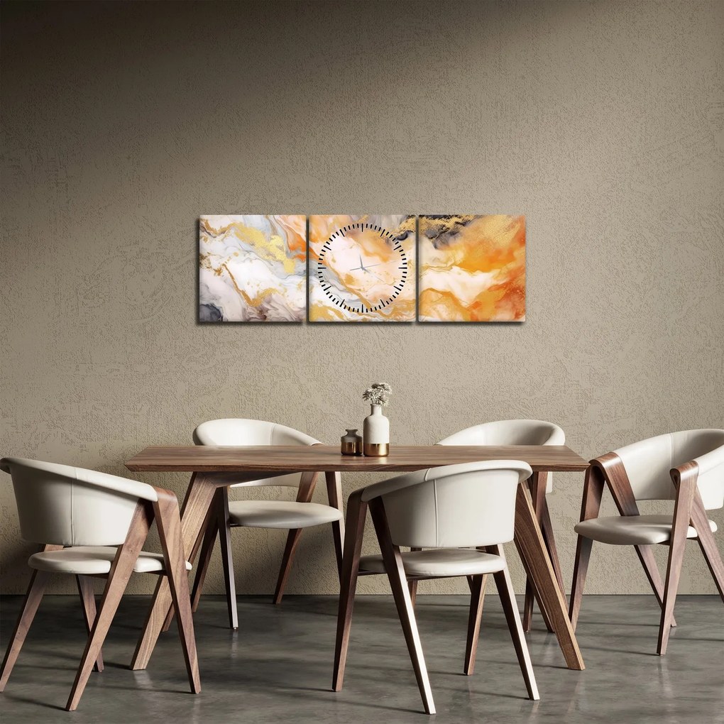 Obraz - Mramorované pozadie (s hodinami) (90x30 cm)