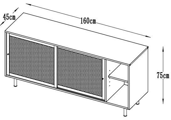 Dizajnová komoda Taiyanna 160 cm sivá