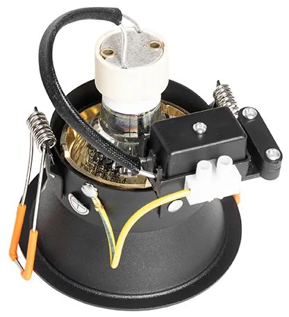 Sada 6 moderných zapustených bodových svetiel čierna so zlatou farbou, otočné a naklápacie - Alloy