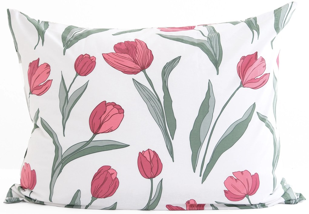 Bavlnená obliečka na vankúš Renforcé 70 × 90 cm – Tulipány