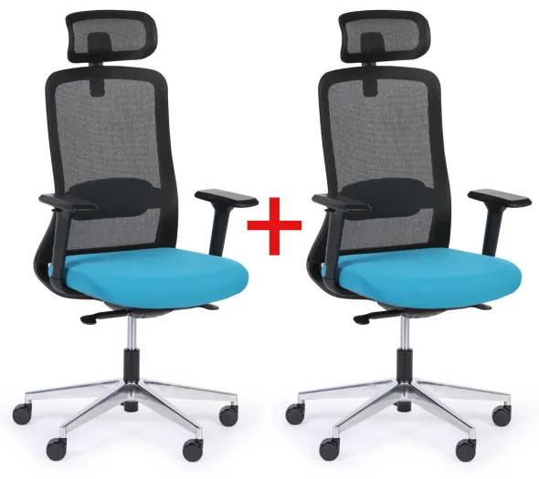 Kancelárska stolička JILL 1+1 ZADARMO, čierná/modrá