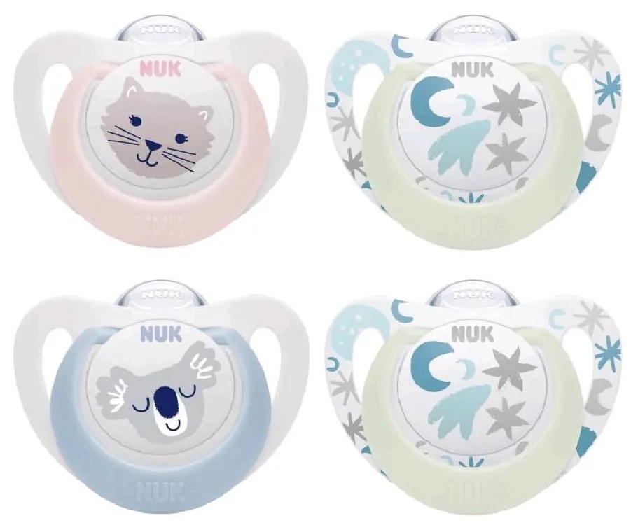 Dojčenský cumlík NUK Star Deň a Noc 0-6 m 2ks/BOX chlapec, vel. 0-6 m