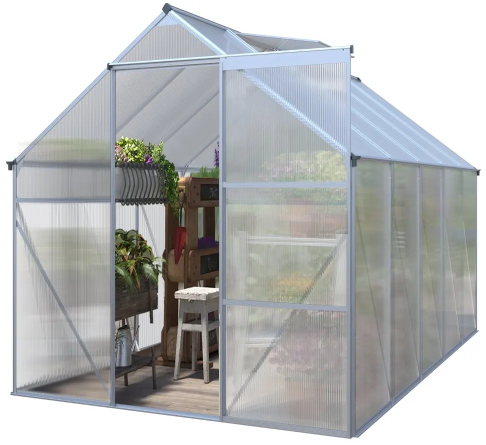 Skleník BestBerg SH-4 / 4,8 m² / 250 x 190 x 195 cm / strieborná