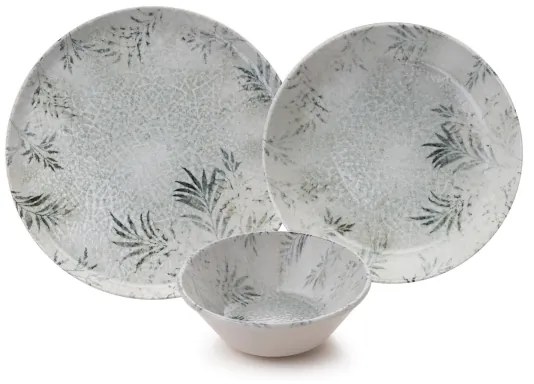 12-dielna jedálenská súprava, sivá, porcelán