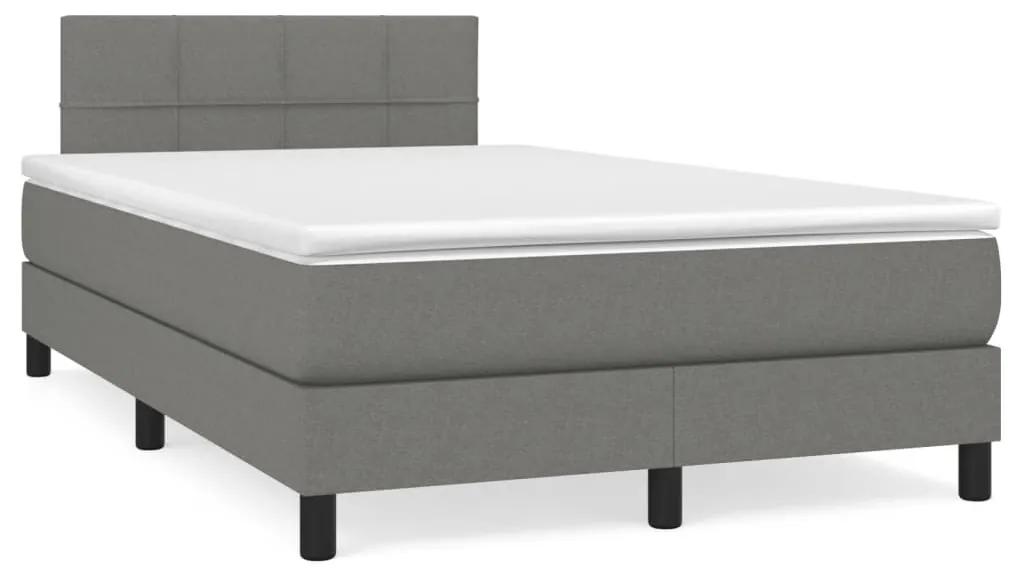 Boxspring posteľ s matracom a LED, tmavosivá 120x190 cm, látka 3270040