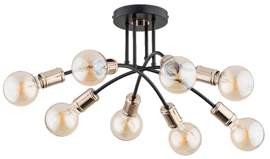 Prisadený luster LANTI 8xE27/15W/230V zlatá/čierna