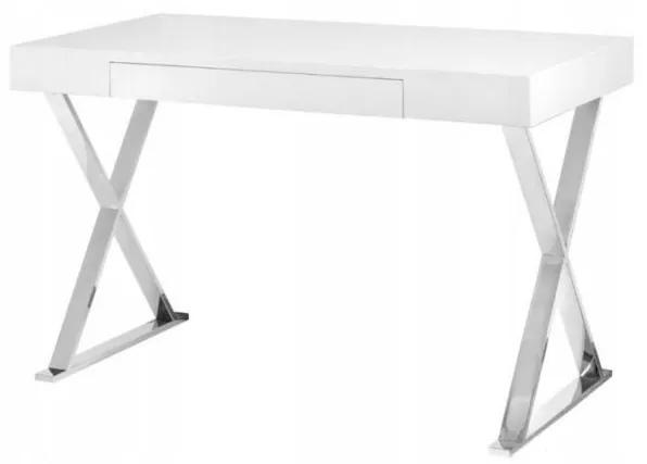 Toaletný stolík stôl OLIVER B31 biely vysoký lesk