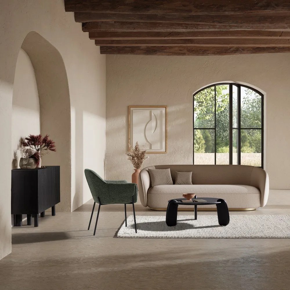 Čierny okrúhly konferenčný stolík z mangového dreva ø 80 cm Tamira – MOME