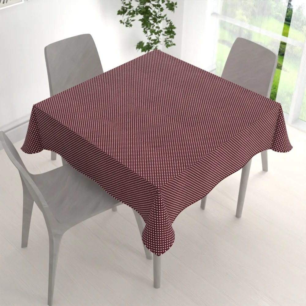 Biante Bavlnený štvorcový obrus Sandra SA-339 Biele bodky na tmavo červenom 40x40 cm