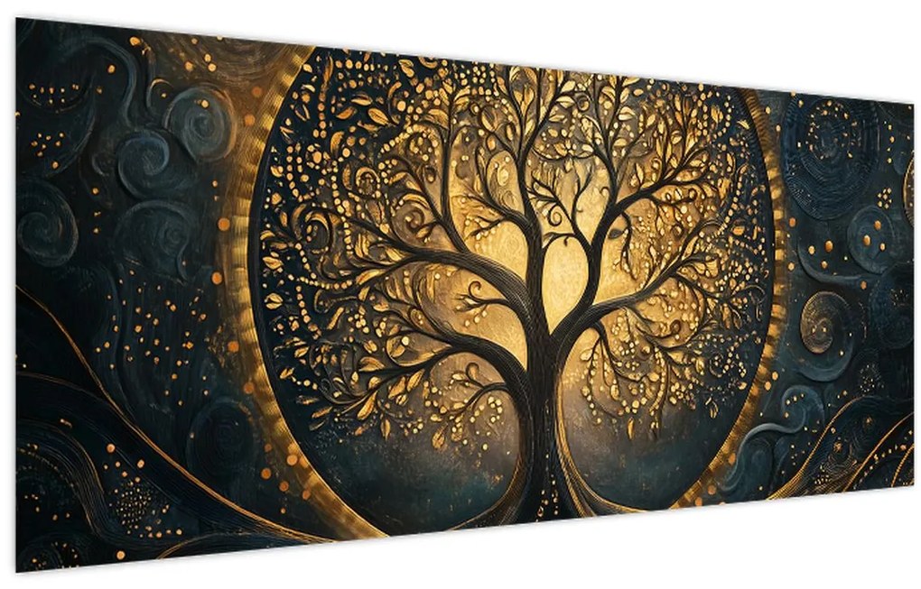 Obraz – Strom so zlatou aurou (120x50 cm)