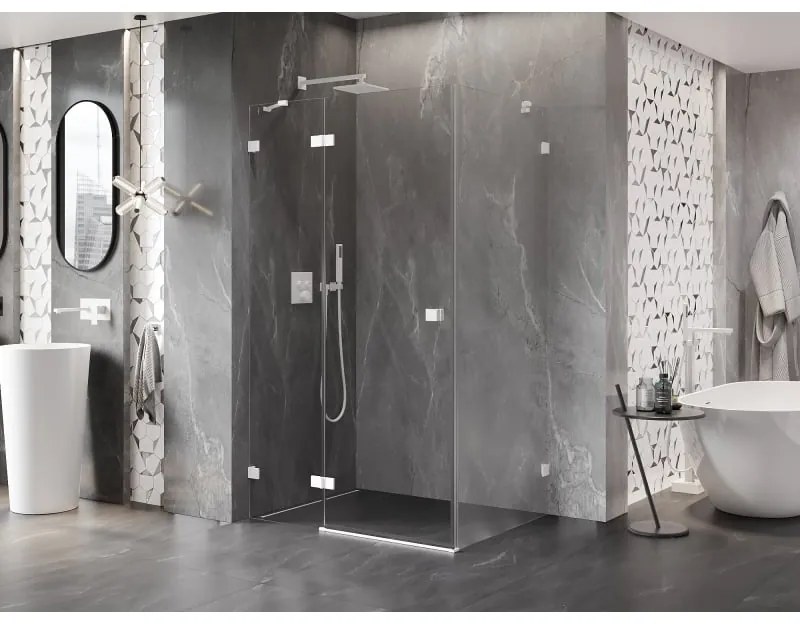 Mexen Lunar, 1-krídlový sprchový kút, ľavý, 95 x 80 cm, 8mm číre sklo, biely profil, 834-095-080-20-00-L