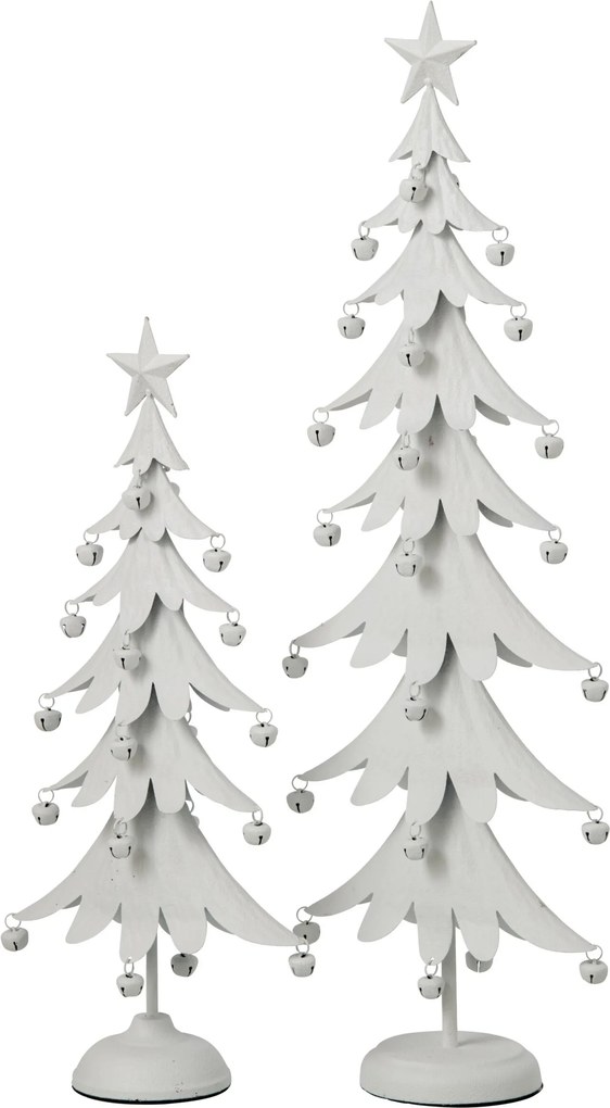 Biely antik kovový stromček s rolničkami Christmas Tree XL - 25 * 13 * 78,5 cm